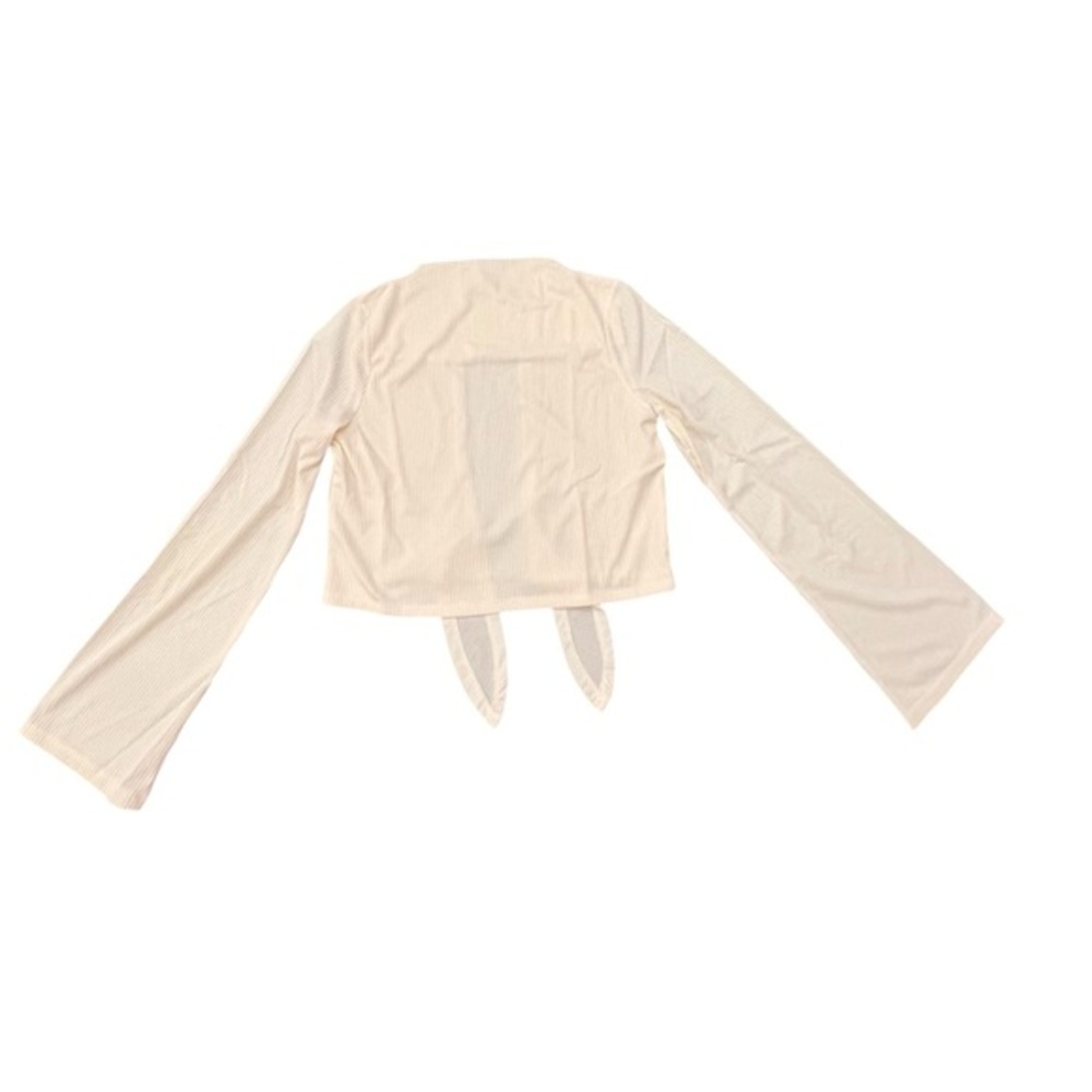 Band of the Free Tie Back Cream Crop Ribbed Long Sleeve Sweater Top Sz Small NWT